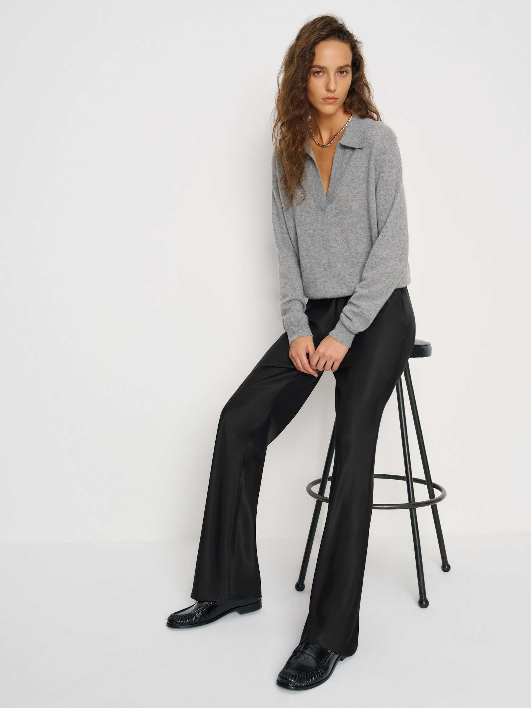 Gale Satin Mid Rise Bias Pant | Reformation (Global)