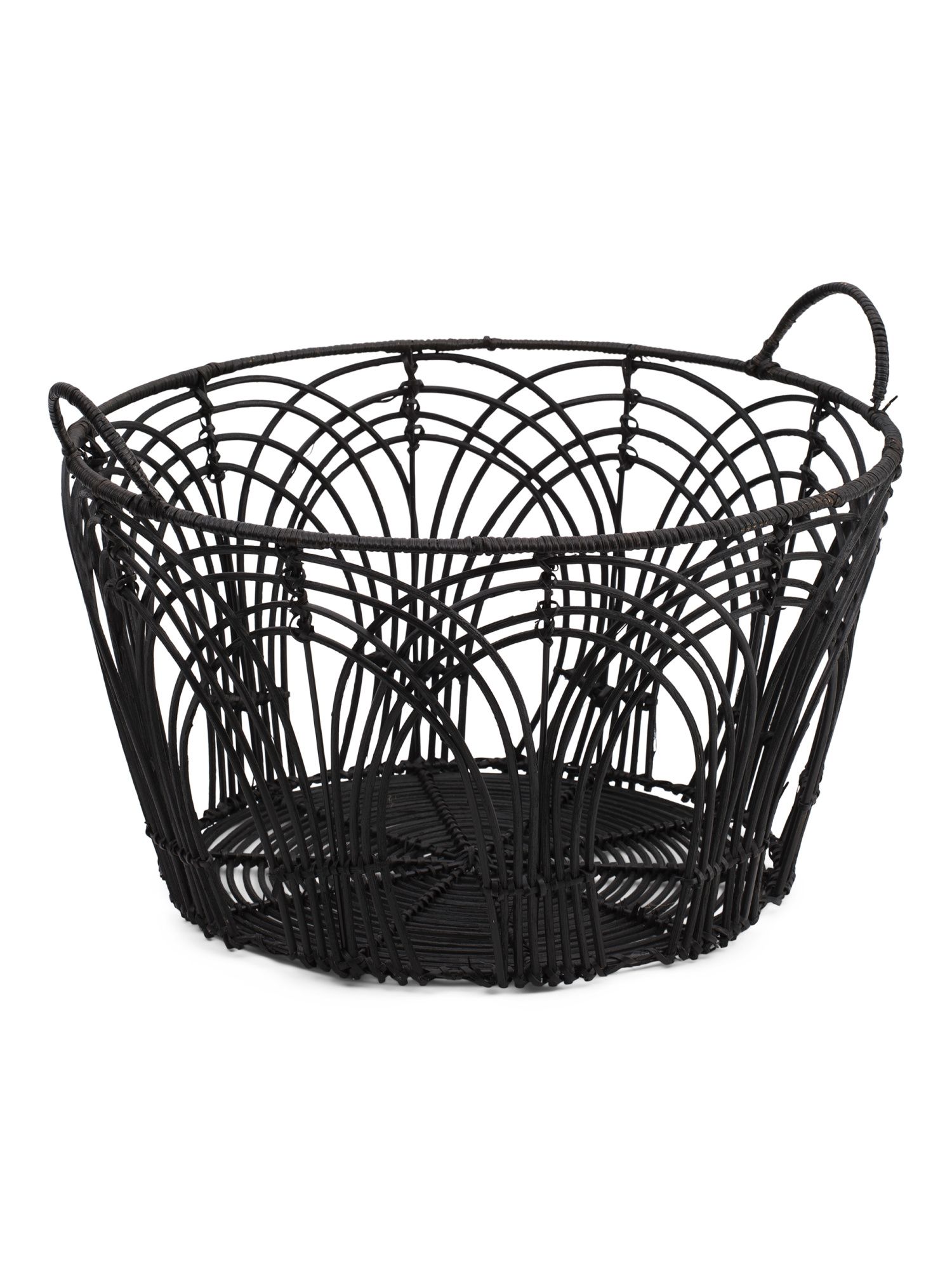 Rattan Storage Basket With Handles | TJ Maxx
