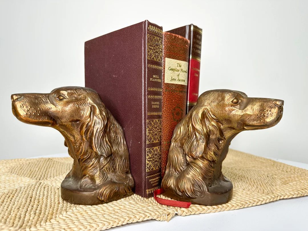 Vintage Bronze Retriever Dog Bookends - Etsy | Etsy (US)