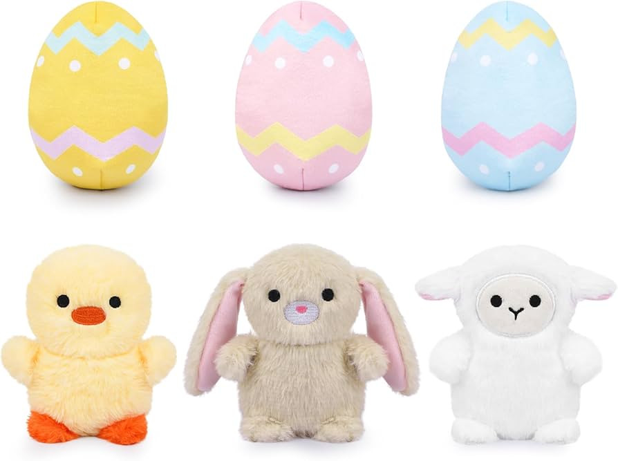 Easter Plush, 3pcs Easter Egg Plush with Bunny Plush Chicken Plush Sheep Plush, Soft Easter Stuff... | Amazon (US)