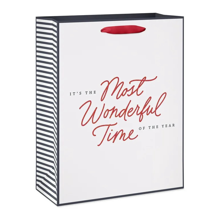 American Greetings 13 in. Large White Gift Bag for Christmas, Script (1-Count) | Walmart (US)