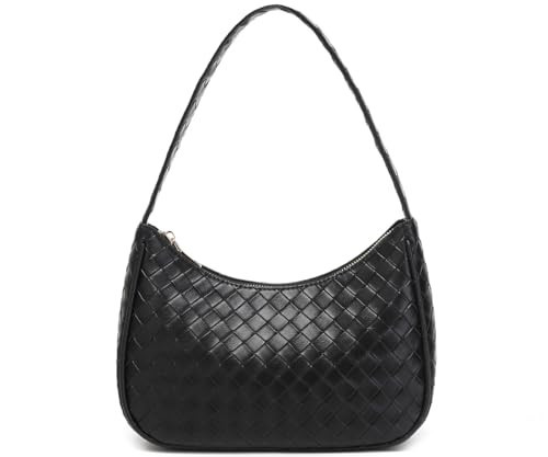 CYHTWSDJ Shoulder Bags for Women, Cute Hobo Tote Handbag Mini Clutch Purse with Zipper Closure (BZ black) | Amazon (US)
