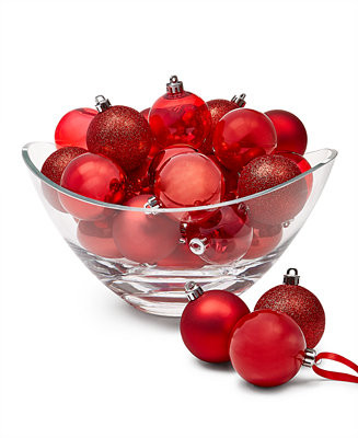 Holiday Lane Christmas Cheer Set of 30 Assorted Shatterproof Ball Ornaments, Created for Macy's -... | Macy's