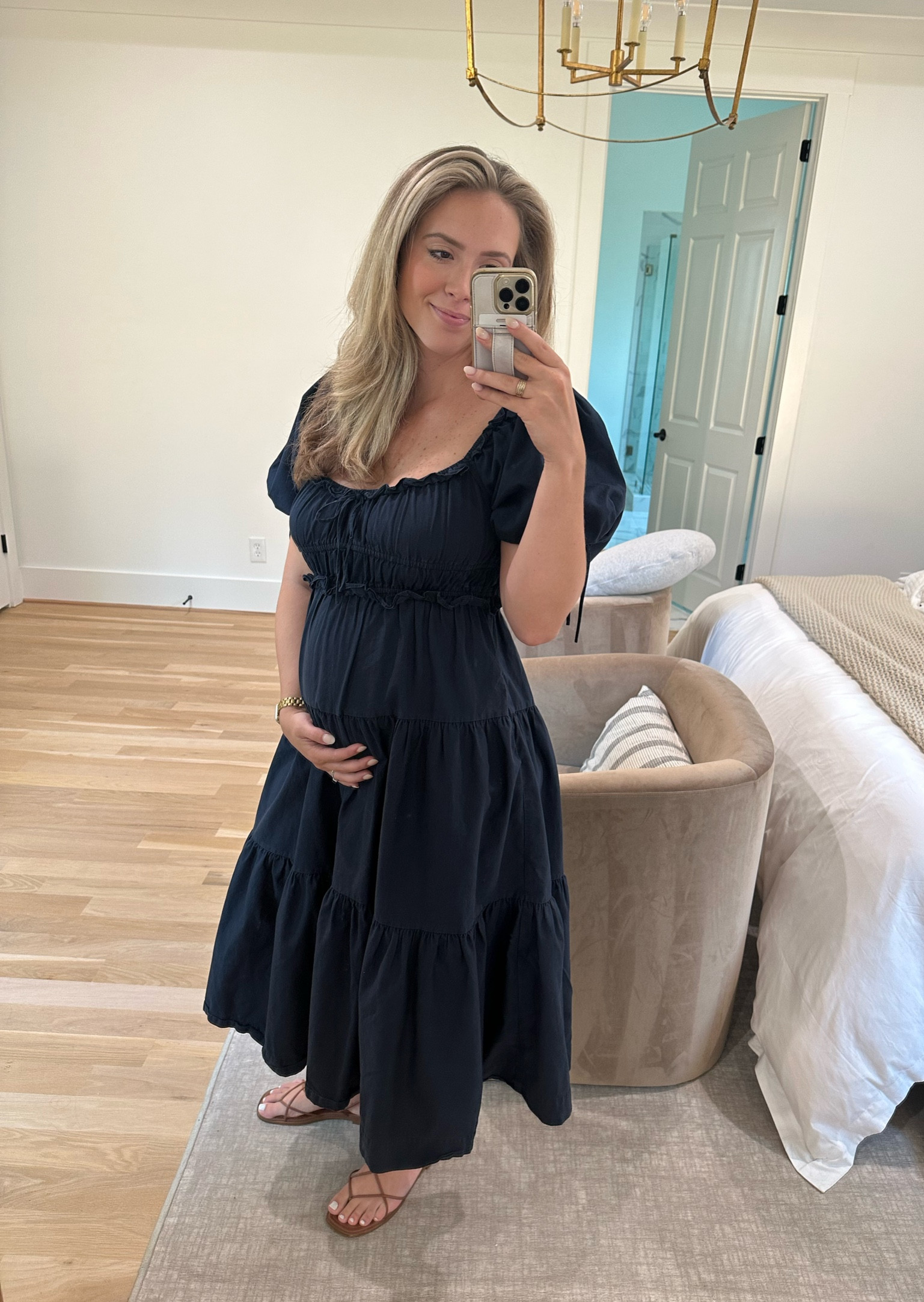Pregnancy fashion; maternity friendly dress - out of stock but linked similar 

#LTKbump