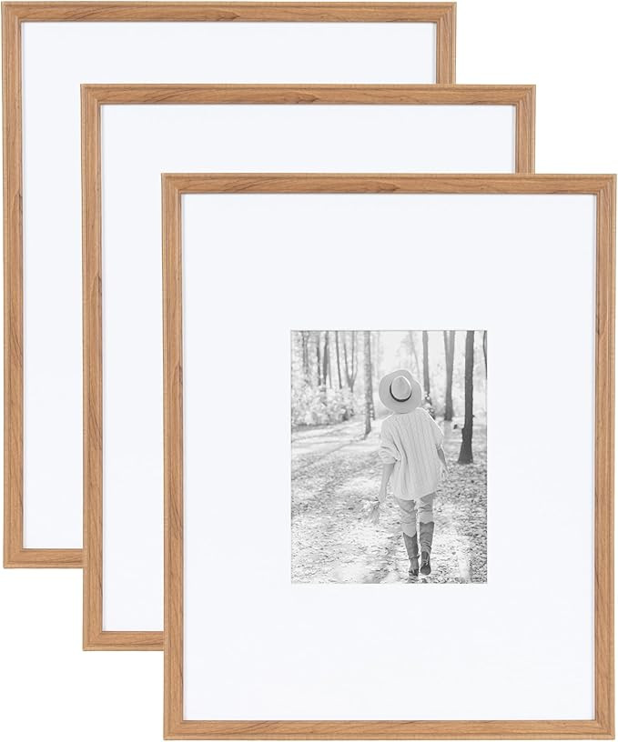 Kate and Laurel Adlynn Rectangle Picture Frame Set of 3; 16 x 20 matted to 8 x 10; Brown; Transit... | Amazon (US)