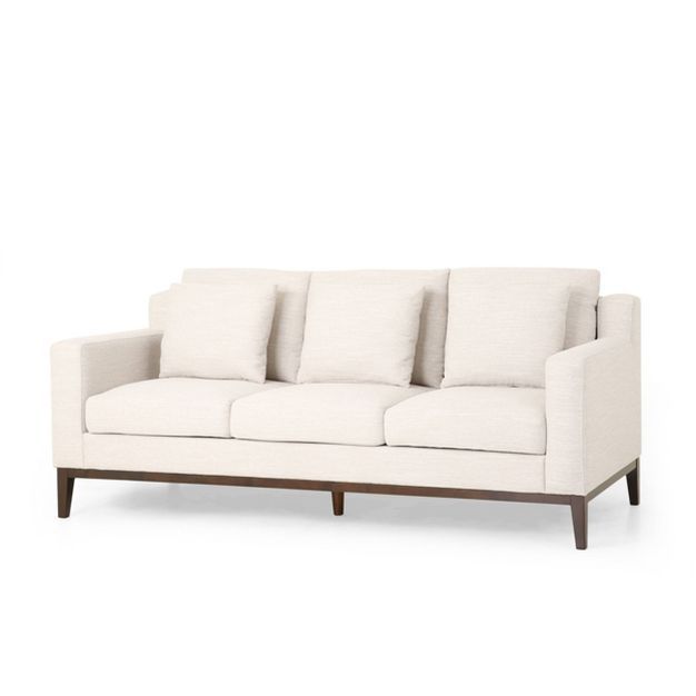 Elliston Contemporary Fabric 3 Seater Sofa with Accent Pillows - Christopher Knight Home | Target