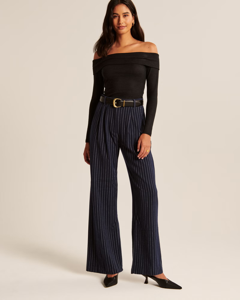 Tailored Brushed Suiting Wide Leg Pant | Abercrombie & Fitch (US)