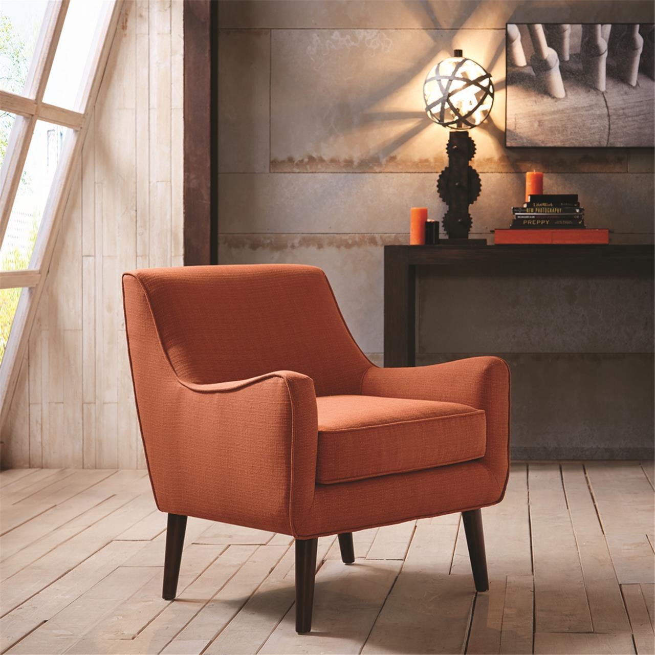 Oxford Mid-Century Accent Chair In Burnt Orange | 1stopbedrooms