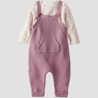 Little Planet By Carter's Organic Baby Girls' 2pc Sweater Overalls Set - Pink | Target