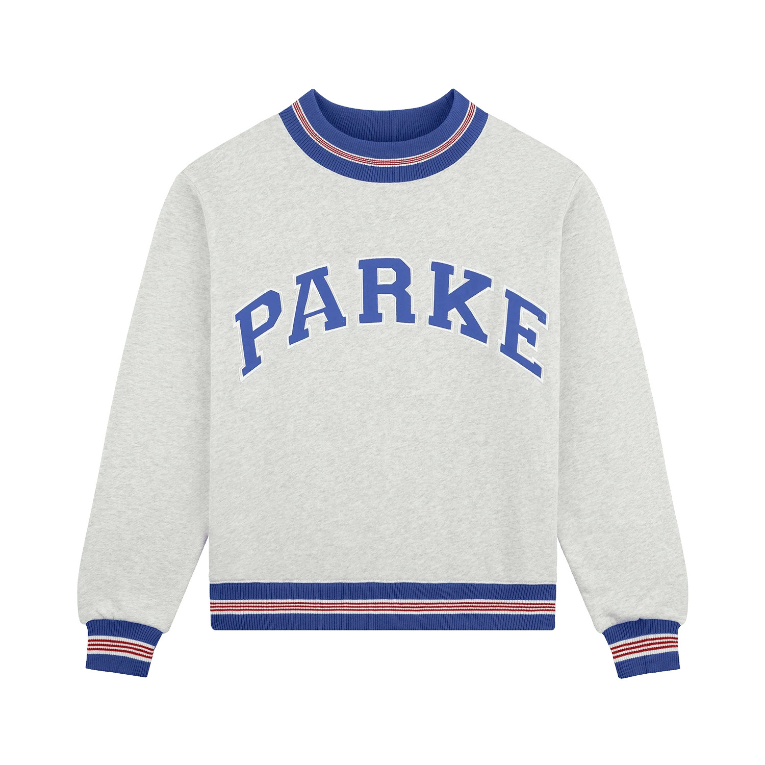 Boardwalk Varsity Mockneck - Heather Grey + Red/White/Blue Ribbing | Parke