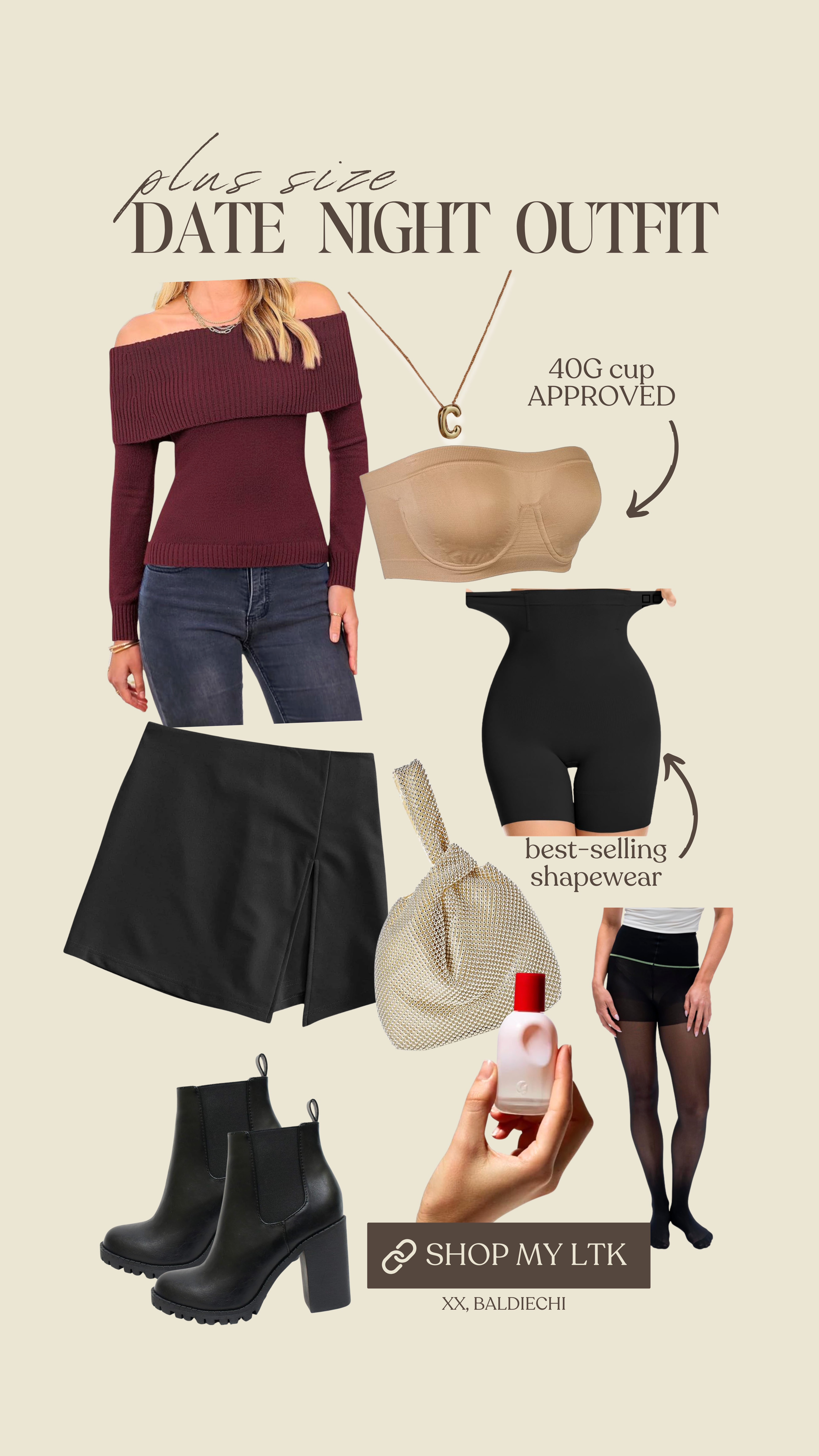 Plus size date night outfit with a big bust approved strapless bra! Also linked some best selling shapewear shorts perfect for under dresses and skirts.

plus size date outfit ideas, date night outfits, strapless bra for larger chest, anti-chafe shorts, plus size tights 

 #LTKMidsize #LTKStyleTip #LTKPlusSize