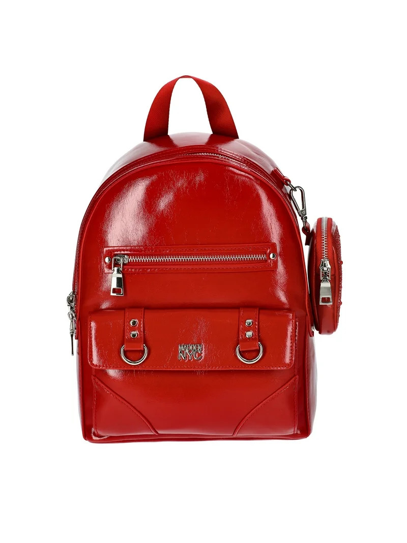 Madden NYC Women's Faux Leather Dome Ring Backpack, Red Wine | Walmart (US)