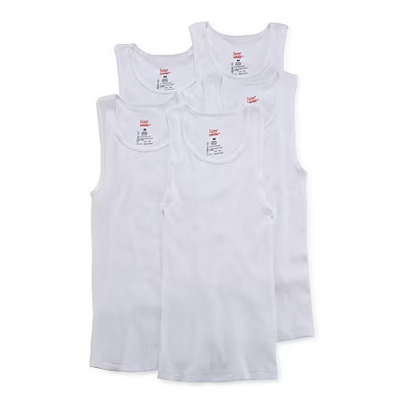 Hanes Ultimate Little & Big Boys 5 Pack U Neck Lightweight Tank, Small, White | JCPenney