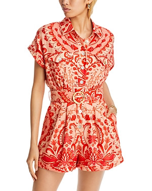 Farm Rio Jaipur Floral Paisley Linen Romper | Bloomingdale's (US)