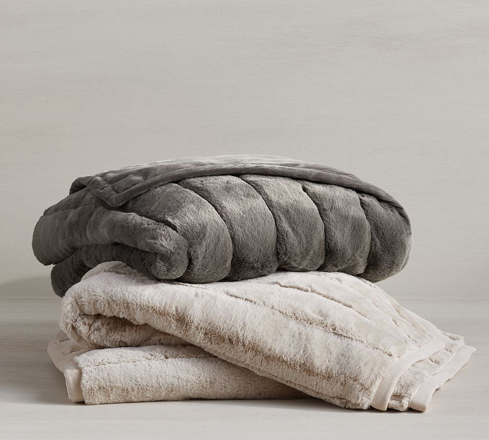 Faux Fur Channel Throw | Pottery Barn (US)