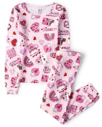Girls Valentine's Day Doodle Snug Fit Cotton Pajamas - cameo | The Children's Place