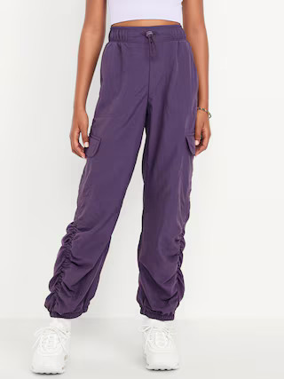 High-Waisted Side Ruched Cargo Parachute Joggers for Girls | Old Navy (US)