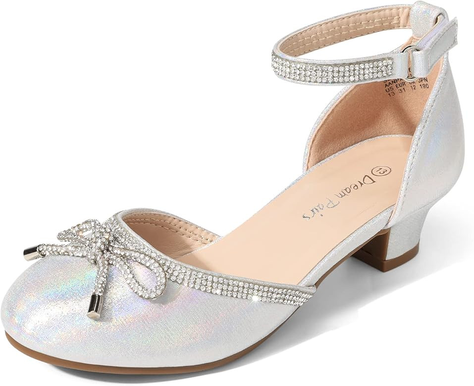 DREAM PAIRS Girls Dress Shoes Pumps Low Heels Sandals Flower Party Wedding Princess | Amazon (US)