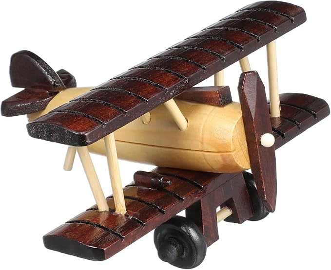 DECHOUS Wooden Vintage Airplane: Small Wooden Airplane Decor Model Plane Nursery Ornament - 6x5.5... | Amazon (US)
