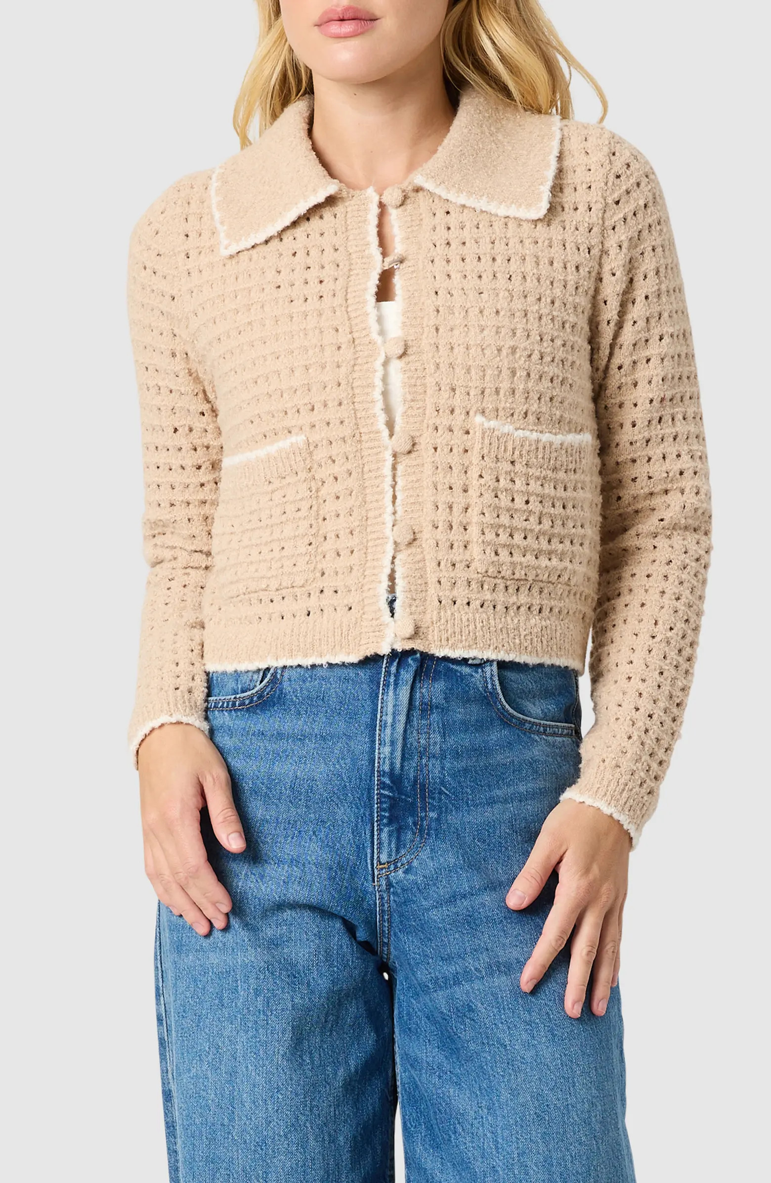 Contrast Trim Point Collar Cardigan | Nordstrom