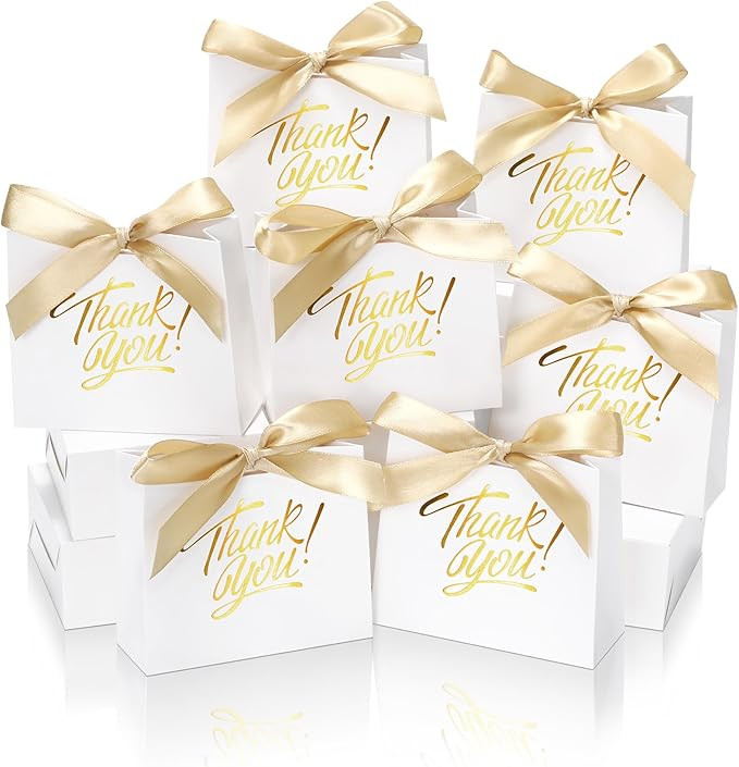 30 Pack Small Thank You Gift Bags, 4.5x1.8x3.9in Party Favor Bags with Bow Ribbon, Mini Paper Gif... | Amazon (US)