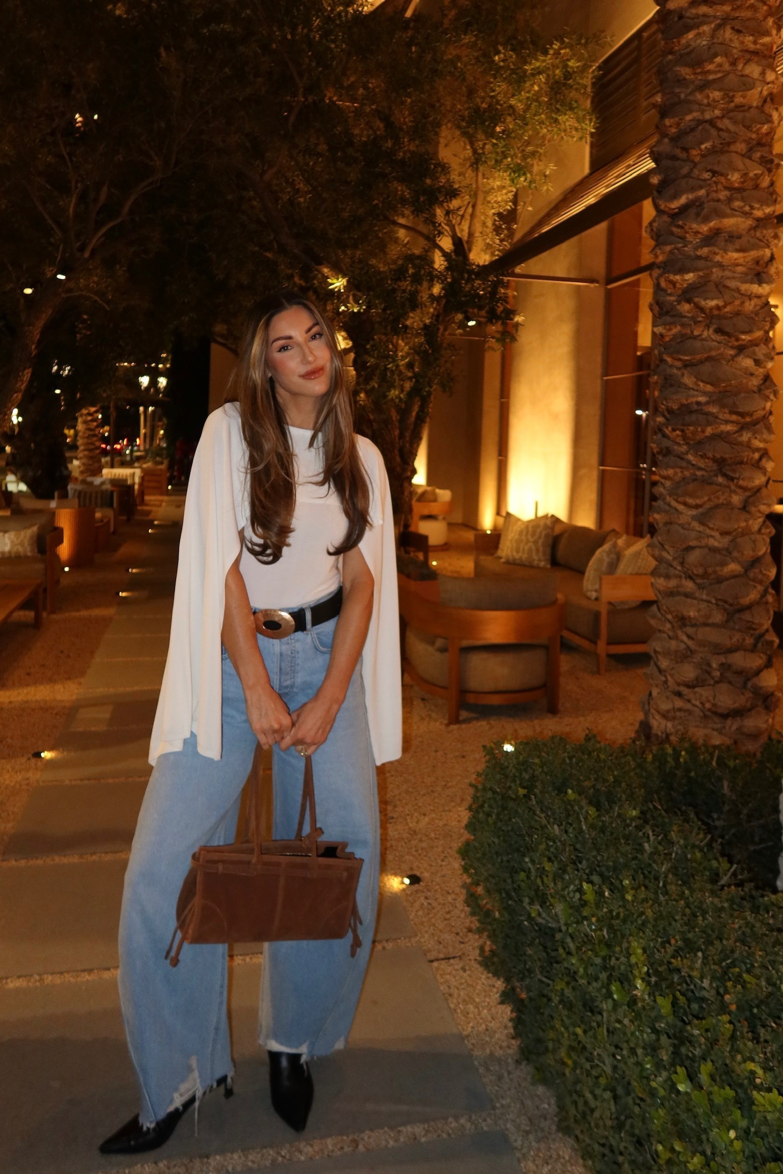 Chic outfit of the night, loving a cape top lately. Belt is sold out so linking similar! 

 #LTKgrwm #LTKootd