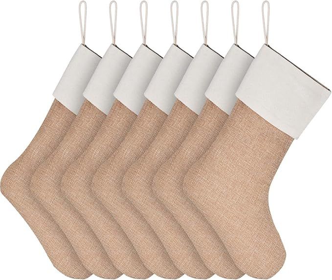 Sunshane Burlap Christmas Stockings Xmas Fireplace Hanging Stockings Decoration Stockings for Chr... | Amazon (US)