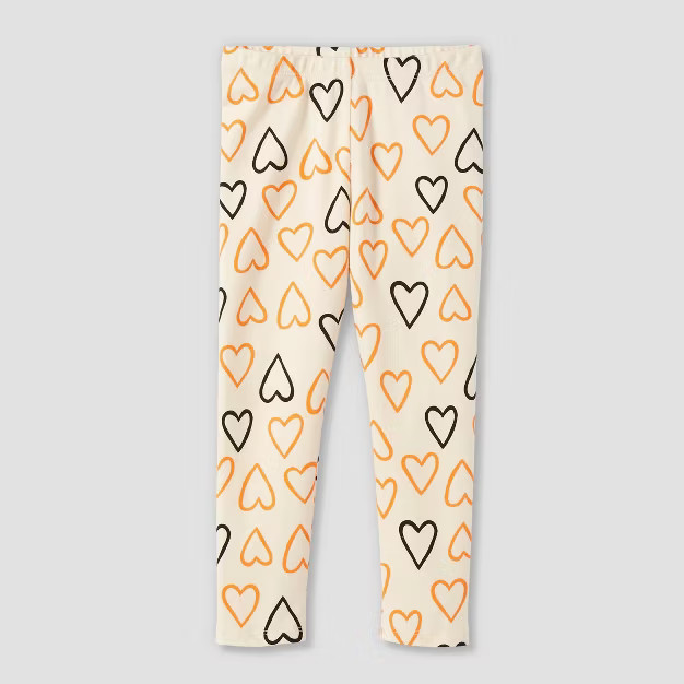 Toddler Girls' Heart Leggings - Cat & Jack™ Cream | Target