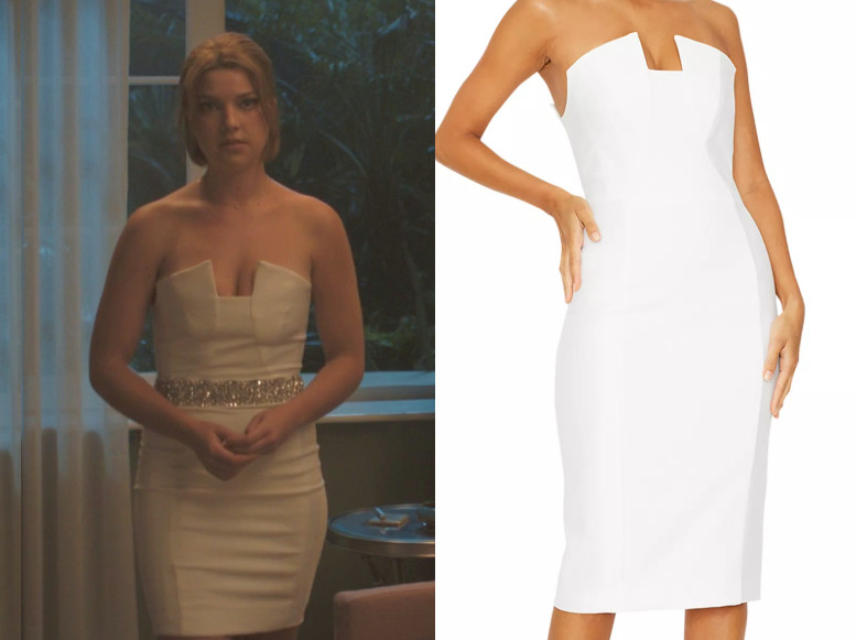 Bree (Catherine Missal) wearing this Black Halo dress as her 2015 engagement party dress. This dress seems to have been shortened by the costume department

more on shopyourtv.com 

 