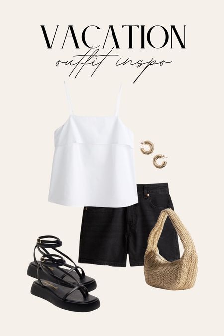 Vacation Outfit Idea
summer outfits, black shorts outfit, summer trends, white top, black sandals, summer sandals, casual outfit, outfit idea, summer vacation outfits 

#LTKStyleTip
