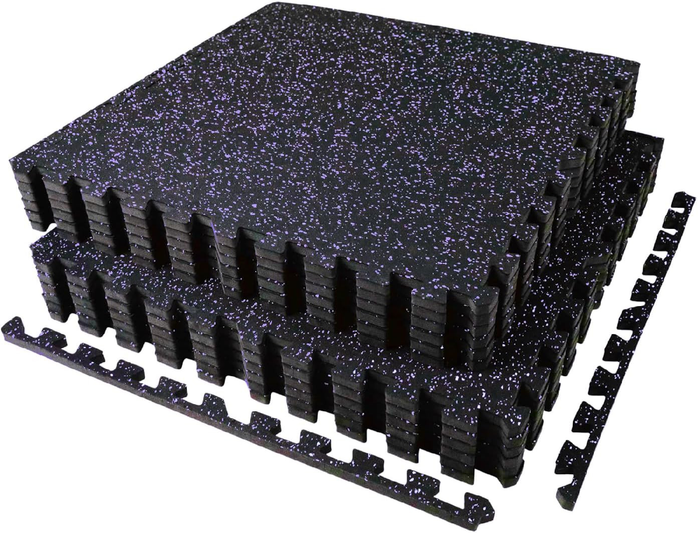 AIRHOP 0.56 Inch Thick 48 Sq Ft Exercise Mats 12 Tiles Rubber Top EVA Foam Interlocking Flooring for Home Gym Heavy Workout 24 x 24 Inch Black Purple | Lowe's