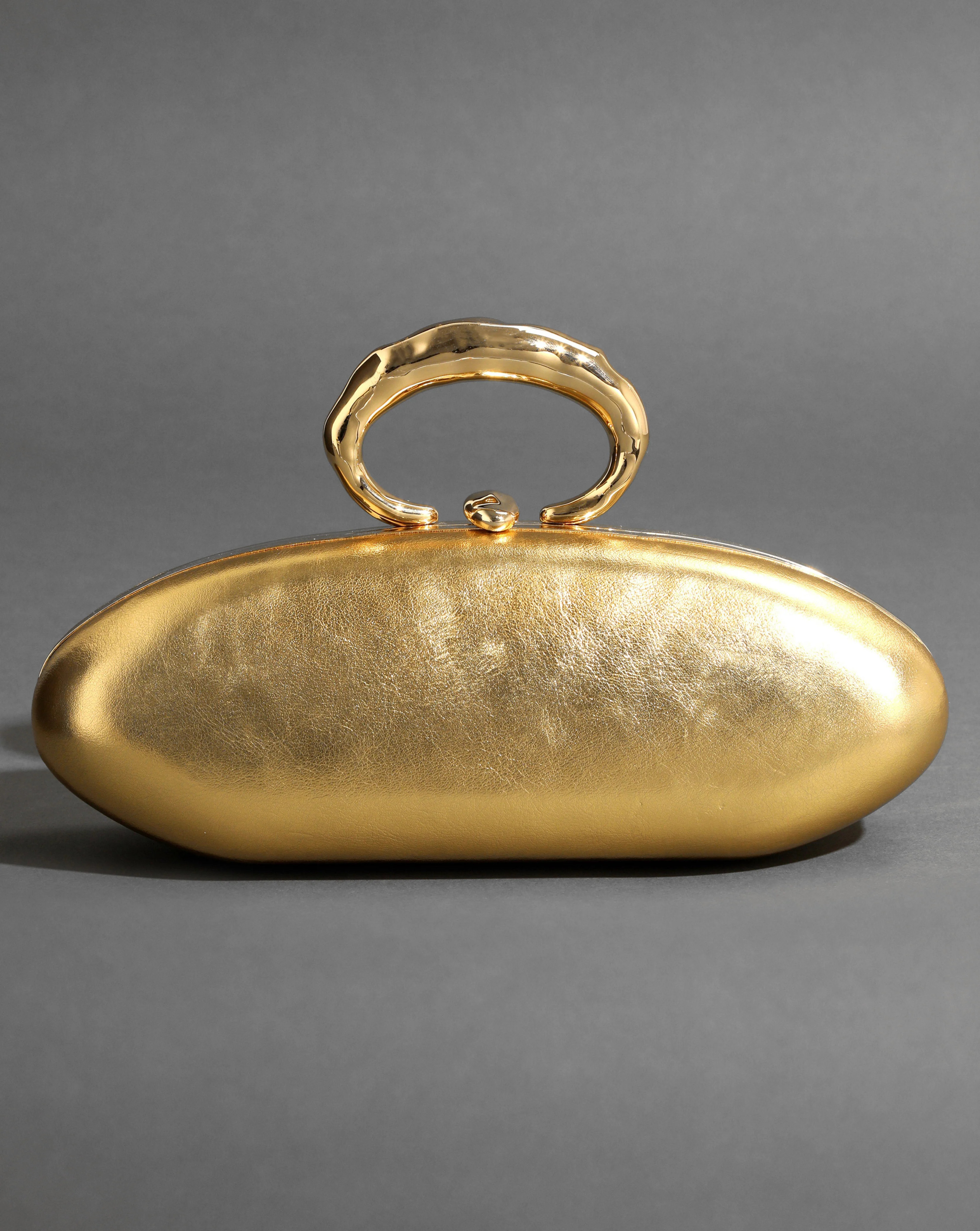 Gold Molten Gold Bullet Minaudière | Alexis Bittar | Alexis Bittar