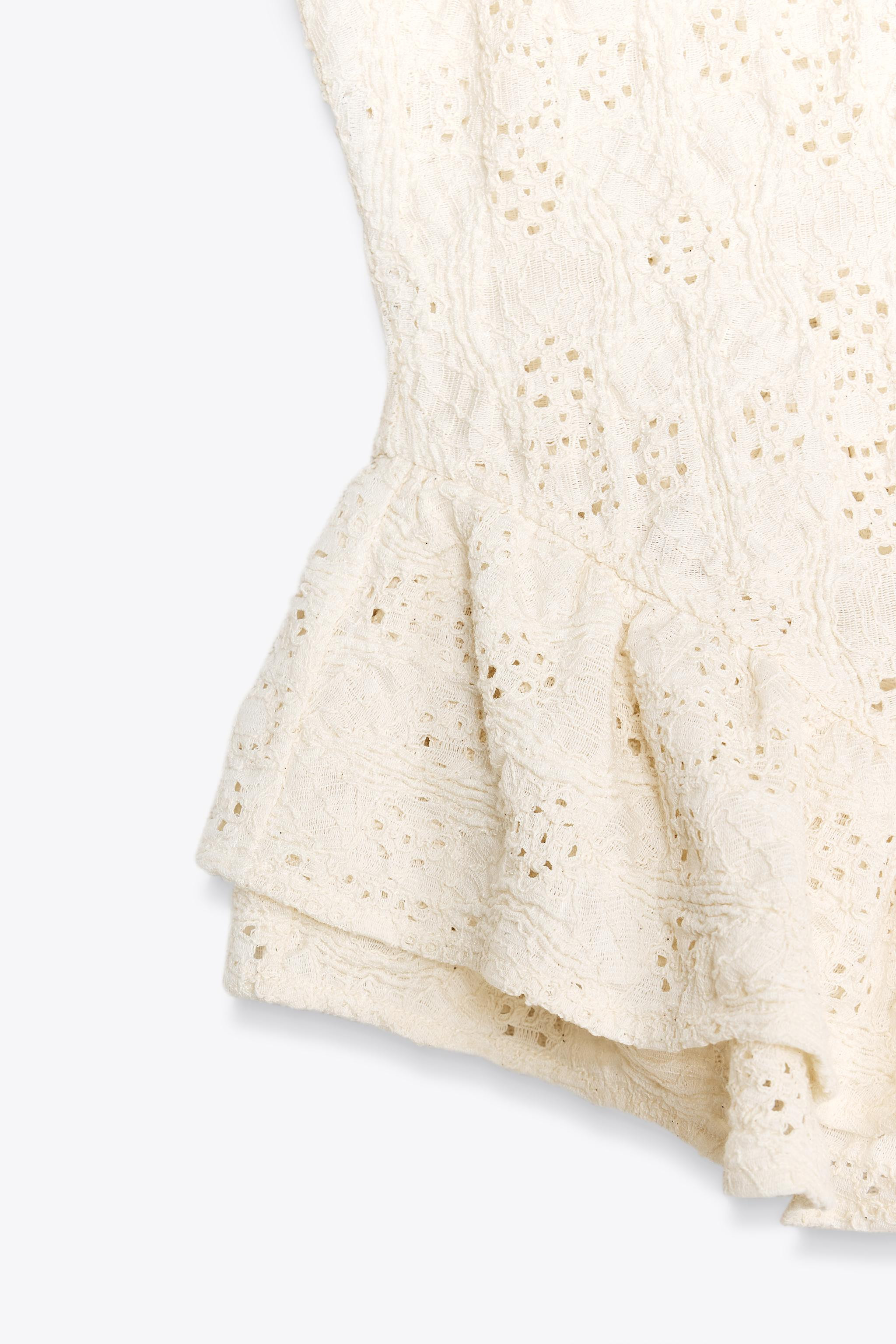 EMBROIDERED PEPLUM TOP | Zara US