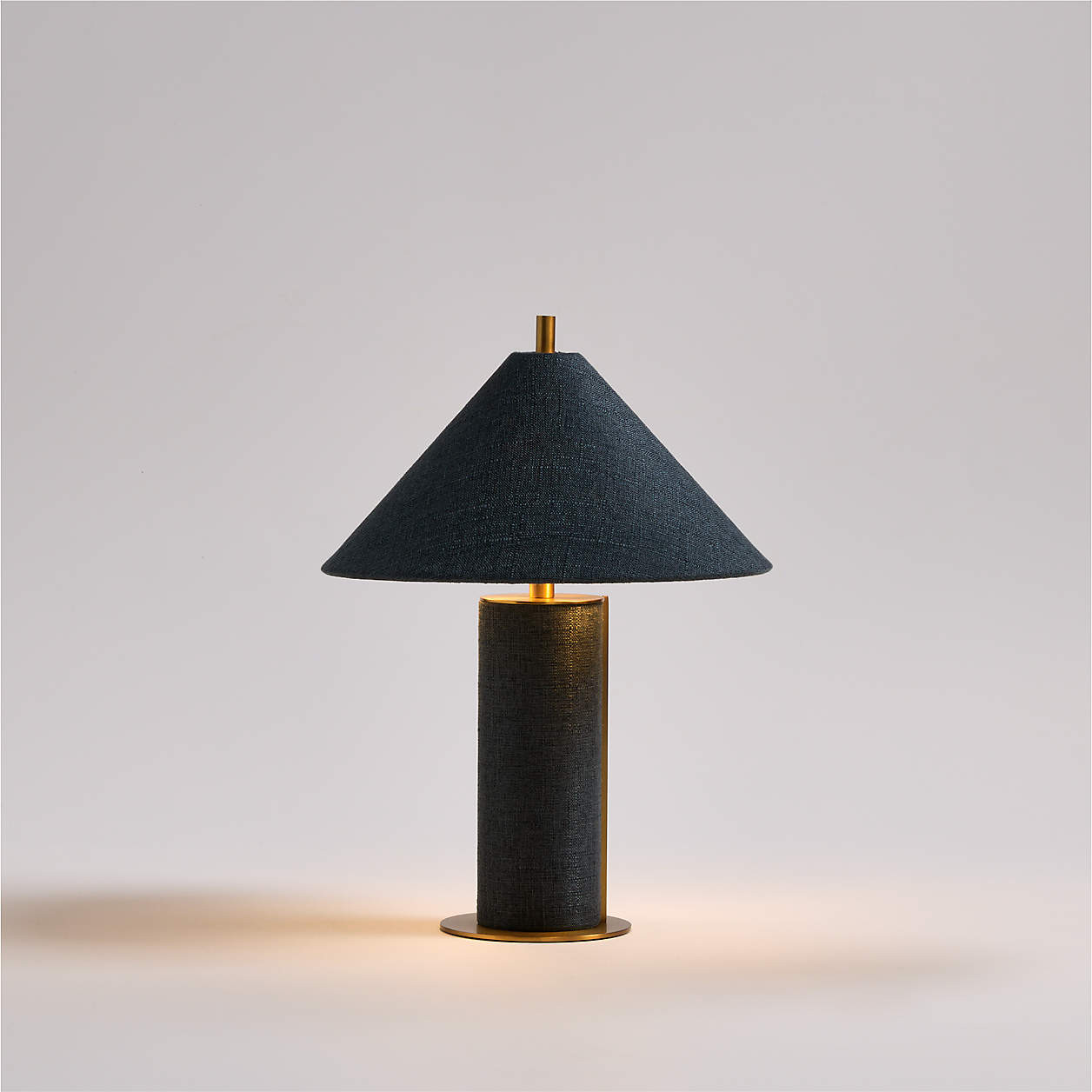 Remi Navy Linen Mini Table Lamp 15" + Reviews | Crate & Barrel | Crate & Barrel