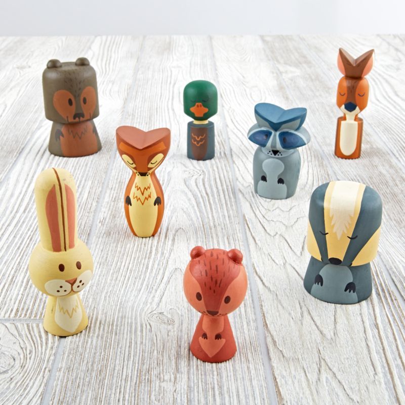 Kids Hand-Carved Wooden Animal Toys, Set of 8 + Reviews | Crate & Kids | Crate & Barrel