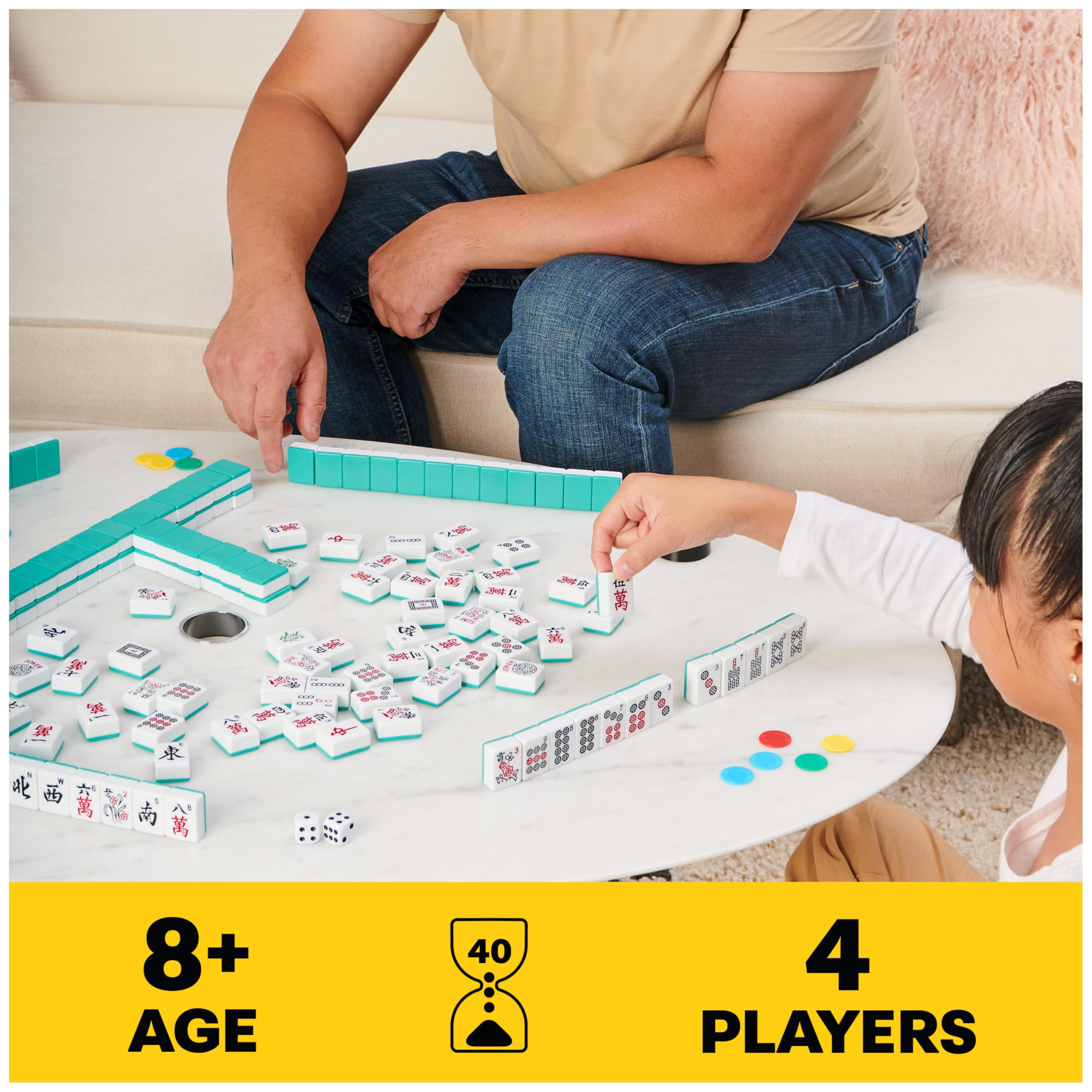 Spin Master Games Legacy Deluxe Mah Jong Classic Game with Two-Toned Tiles and Lined Wood Storage... | Amazon (US)