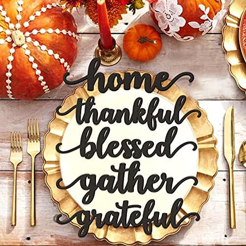 Thanksgiving Black Wooden Table Word Place Setting 5PCS Thankful Grateful Blessed Gather Home Tab... | Amazon (US)