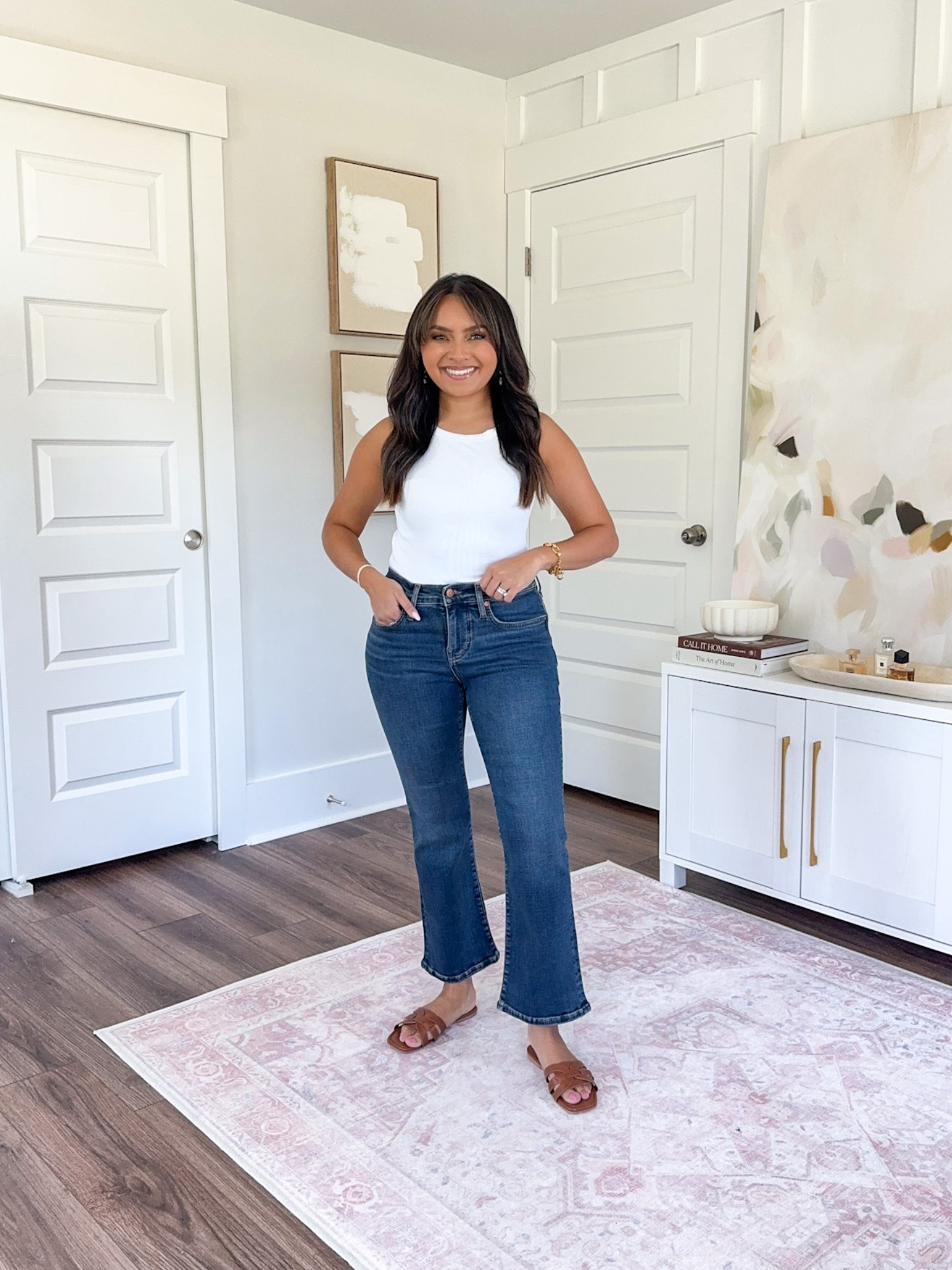 Jeans size 26 petite TTS 
I don’t recommend this tank so I linked similar options that I own and love! 

#LTKxMadewell #LTKSaleAlert #LTKPetite