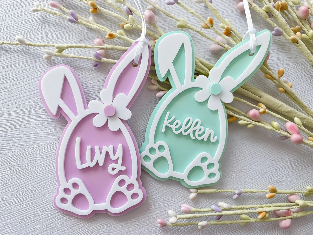 Bunny Tags, Easter Basket Tags, Tags, Personalized Name Tags, Bunny Tags, Easter Decor, Gift Tags... | Etsy (US)