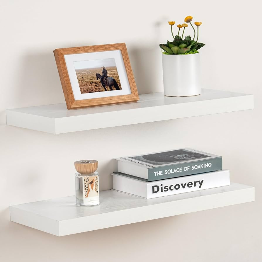 White Floating Shelves 24 x 9.3, Deep Wall Shelf for Bathroom, 9.3 Inch Deep Shelves, Rustic 24 i... | Amazon (US)
