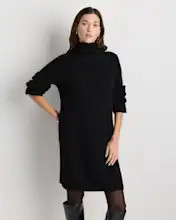 Mongolian Cashmere Ribbed Turtleneck Mini Dress | Quince