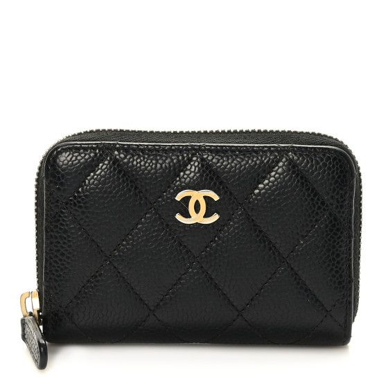 Caviar Quilted Zip Coin Purse Black | FASHIONPHILE (US)