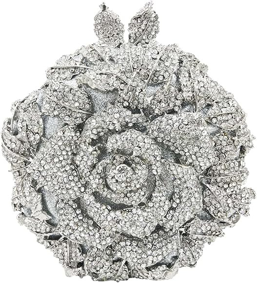 Round Shape Rose Flower Crystal Clutch Purses for Women Formal Evening Bags Wedding Party Handbag... | Amazon (US)