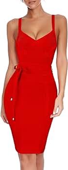 Madam Uniq Women's Bandage Dress Strap Sashes Sleeveless Rayon Bodycon Dresses Club | Amazon (US)