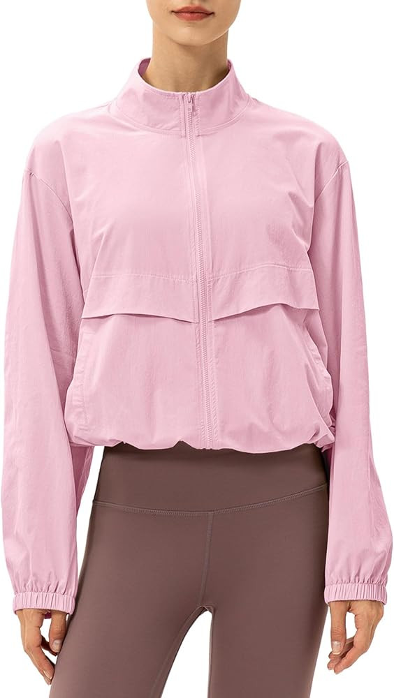 Locachy Women's Lightweight Zip Up Athletic Jacket Stand Collar Windproof Sun Protection Workout ... | Amazon (US)