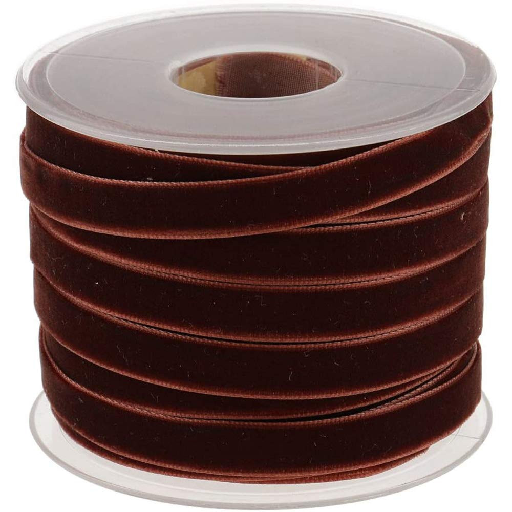 20 Yard 10mm Wide Velvet Ribbon Roll for Crafts Decoration - Coffee | Amazon (UK)