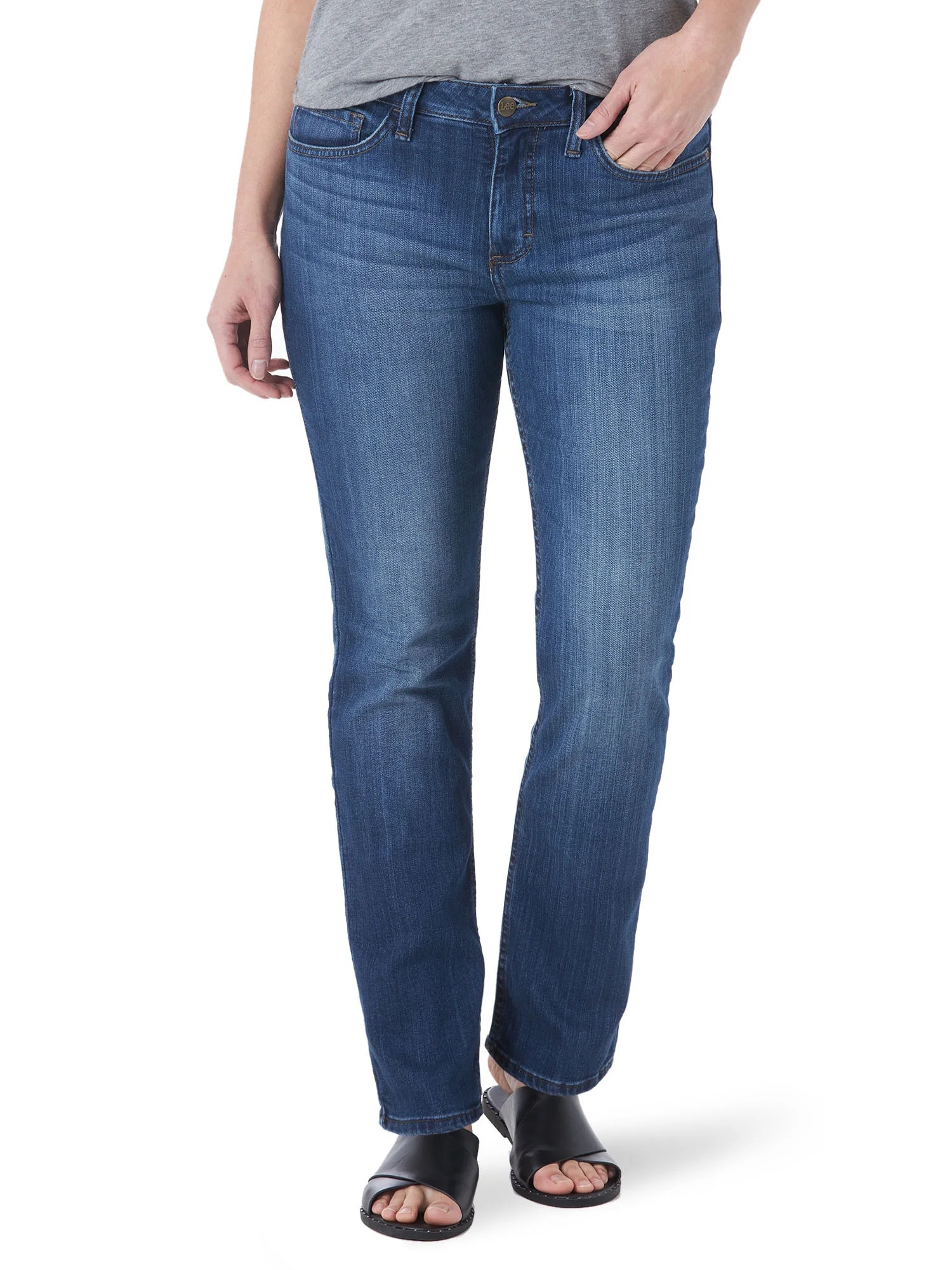 Lee Women's Midrise Straight Jean, Available in 28", 30", 32" Inseams, Sizes 2-22 | Walmart (US)