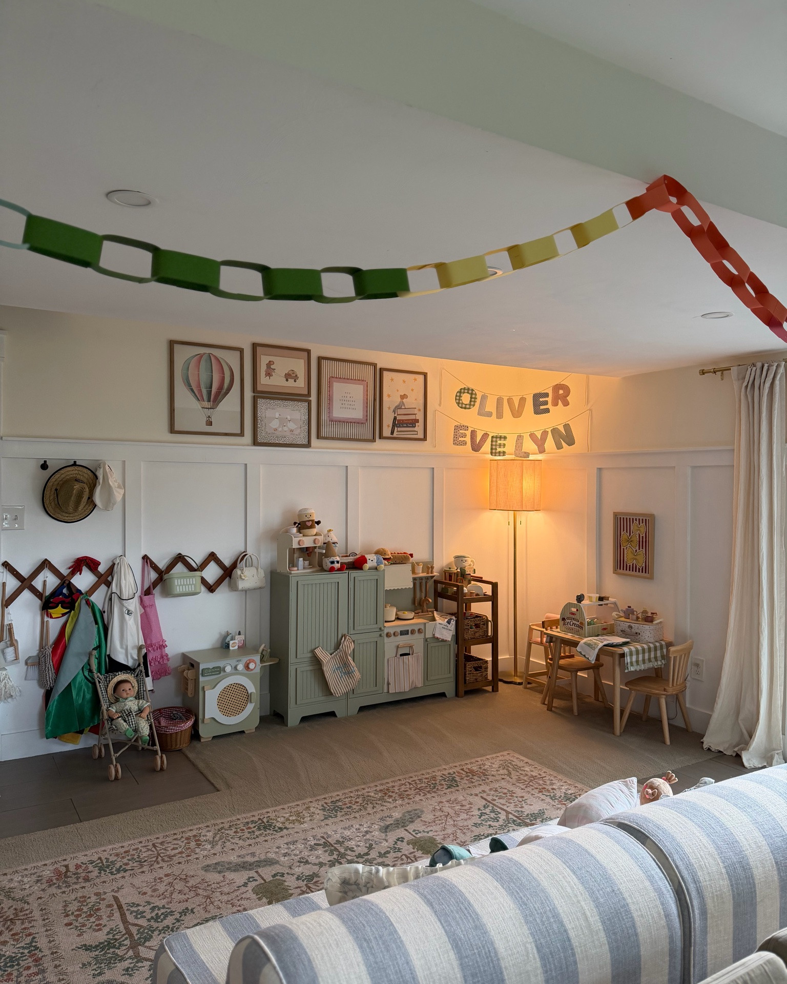 Still so thankful we redid this space for Christmas last year 🤍🤍 spent our rainy day inside and the kids played quietly down here for hours! It was wrecked but so worth it 🤌🏼

Will link to what I can! The play kitchen is from Hearth & Hand and is sold out 😭

Wooden kitchen, whimsical playroom, kids play space, artwork, Etsy finds

#LTKmomlife #LTKHome #LTKKids