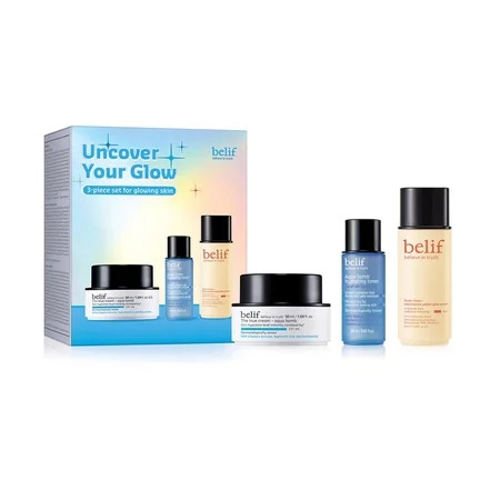 belif Uncover Your Glow Set Aqua Bomb Daily Face Moisturizer Niacinamide Vitamin C Golden Glow Serum Aqua Bomb Hydrating Toner - Hyaluronic Acid For All Skin Types Korean Skin Care C35 | Walmart (US)