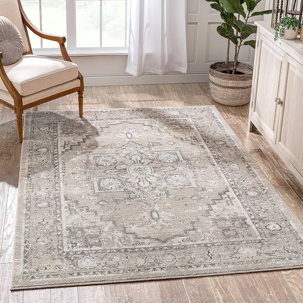 Well Woven Novriku Beige Persian Floral Medallion Area Rug 5'3" x 7'3" | Amazon (US)